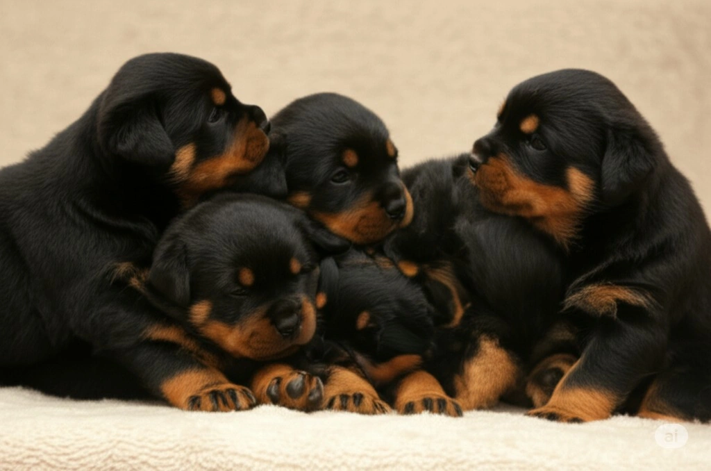 Proud Rottweiler parents of the 'Alpha' litter